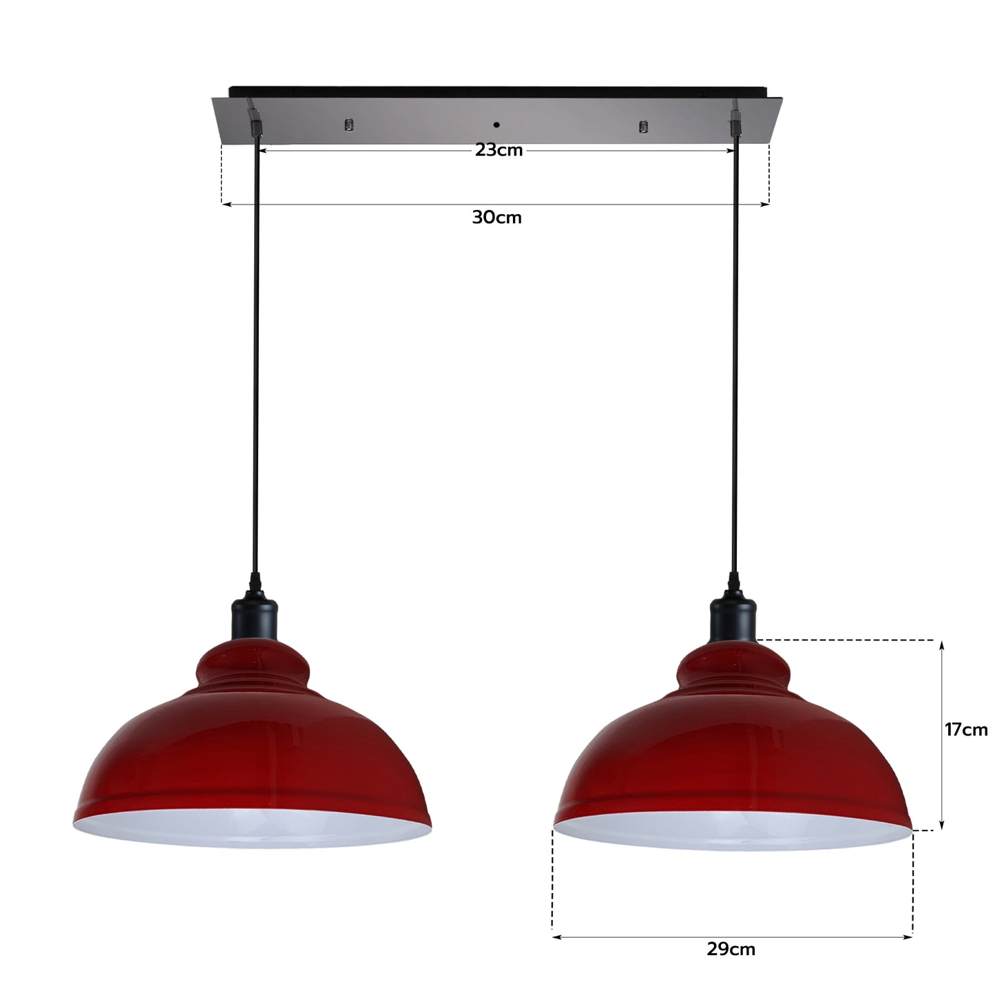 Vintage Retro 2-Way Dome Shape Pendant Light - Size image