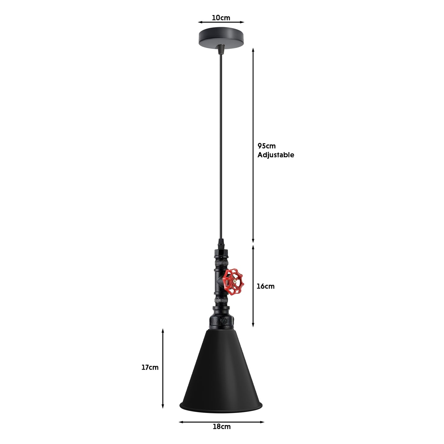 Vintage Single-Way Cone Shade Steampunk Pipe Pendant Light