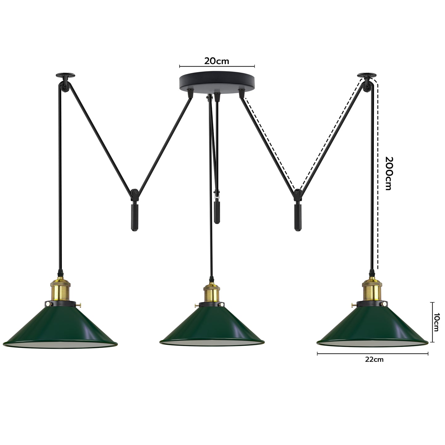 Green 3 pendant light with adjustable.JPG