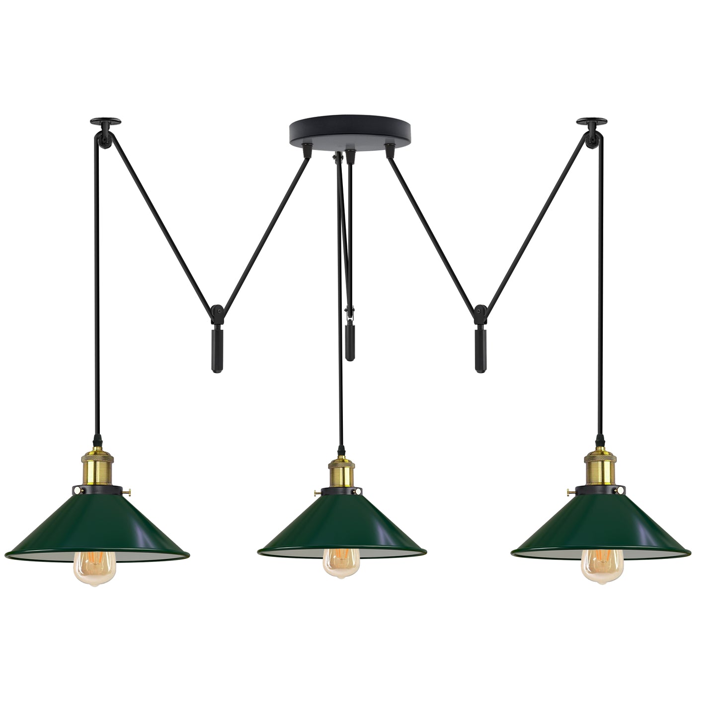 green 3 pendant light with adjustable.JPG