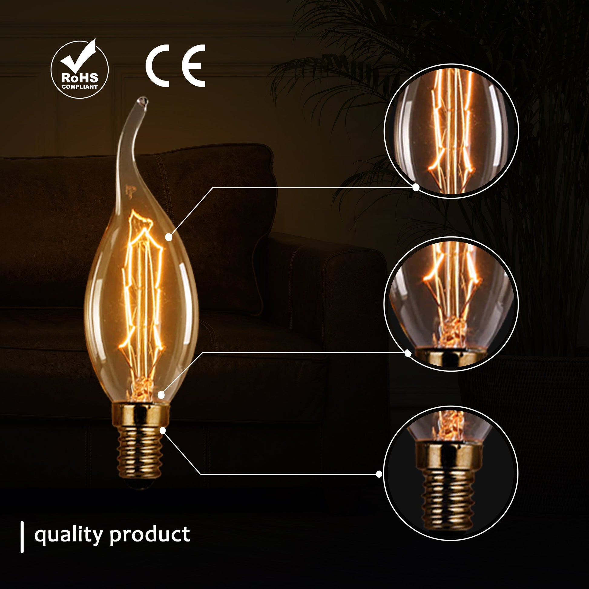 C35 E14 60W Vintage Bulb