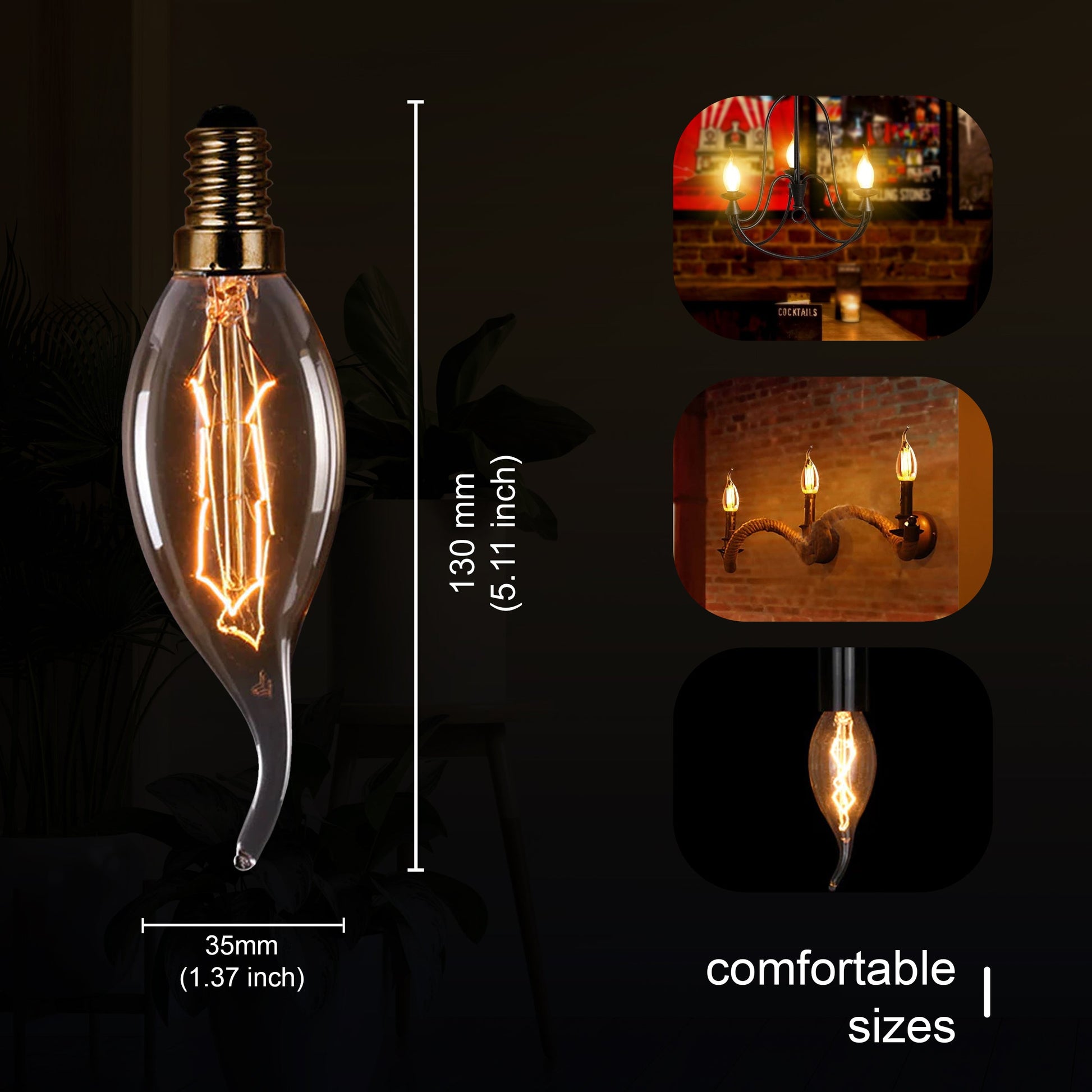C35 E14 60W Vintage Bulb