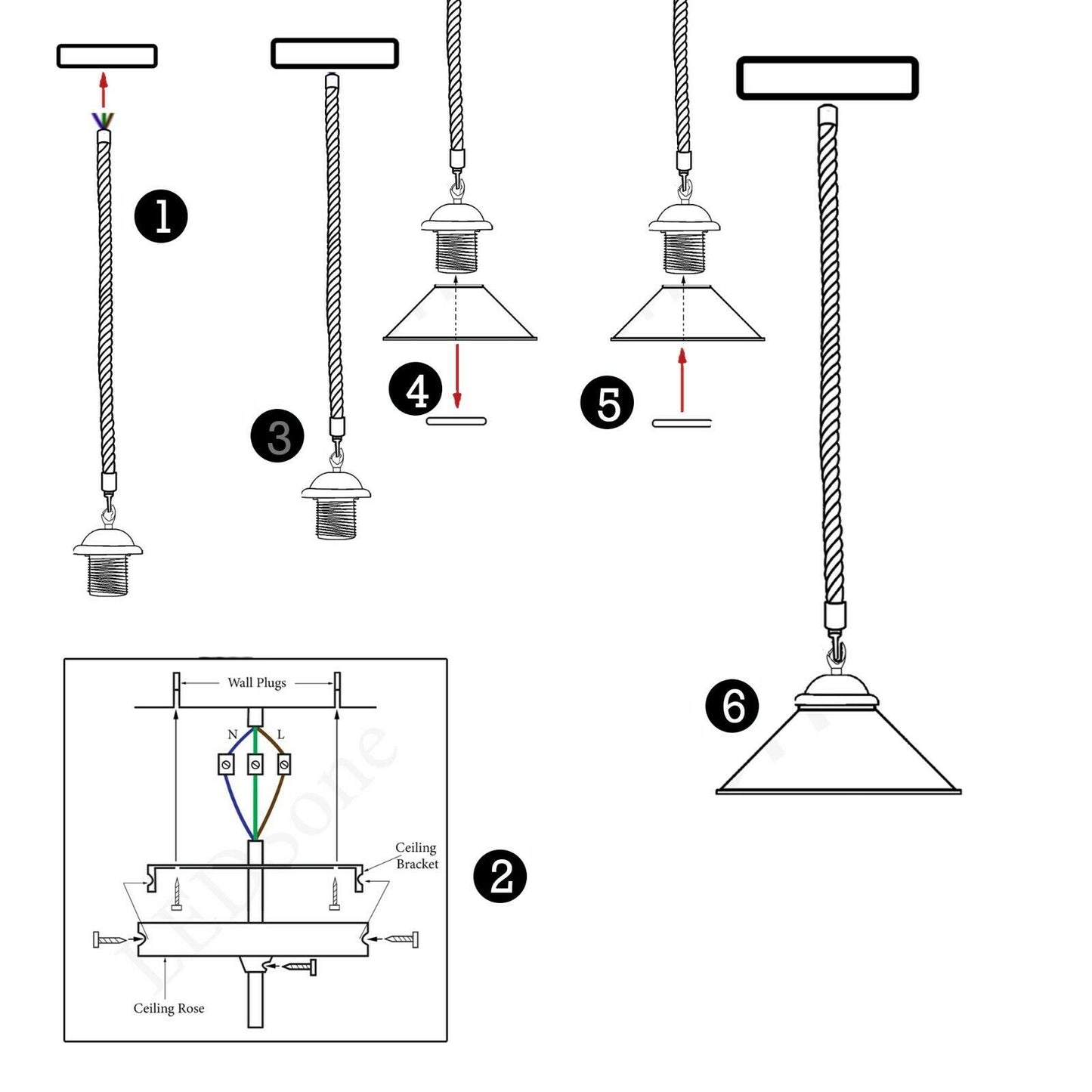 Industrial Rope Cone Shape Brushed Silver Pendant Light - description image