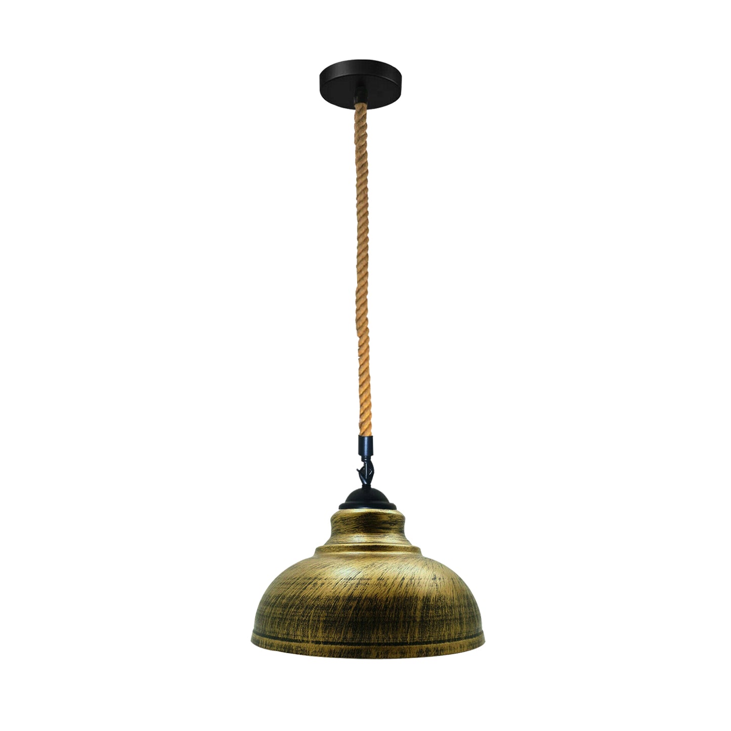 Vintage Brushed Brass Curved Rope Pendant Light