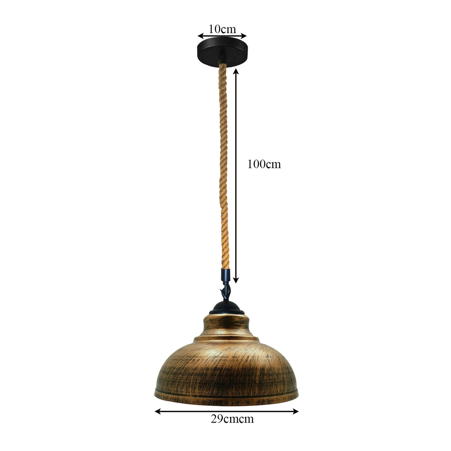 Vintage Brushed Copper Curved Rope Pendant Light