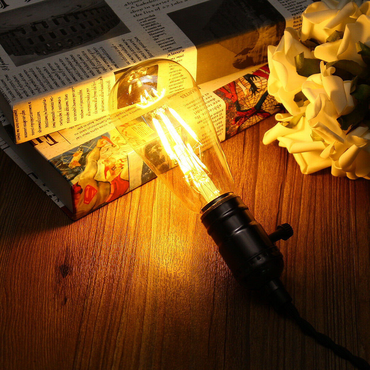 1/3/5/10 Pack LED Bulb ST64 8W Warm White E26 Vintage Edison Bulb