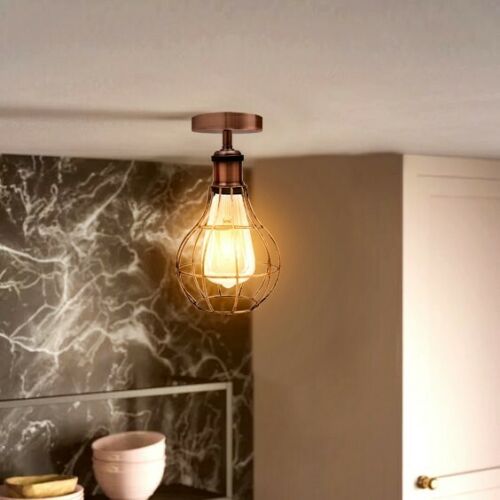 Retro Metal Wire Cage Ceiling Flush Mount Lights - Application image