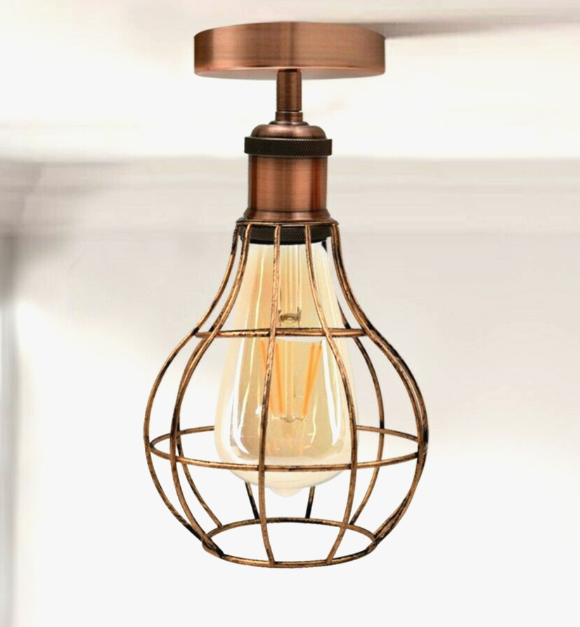 Retro Metal Wire Cage Ceiling Flush Mount Lights