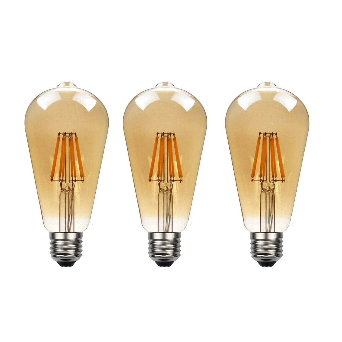 ST64 E26 8W Vintage LED Retro Light Bulb 3 Pack