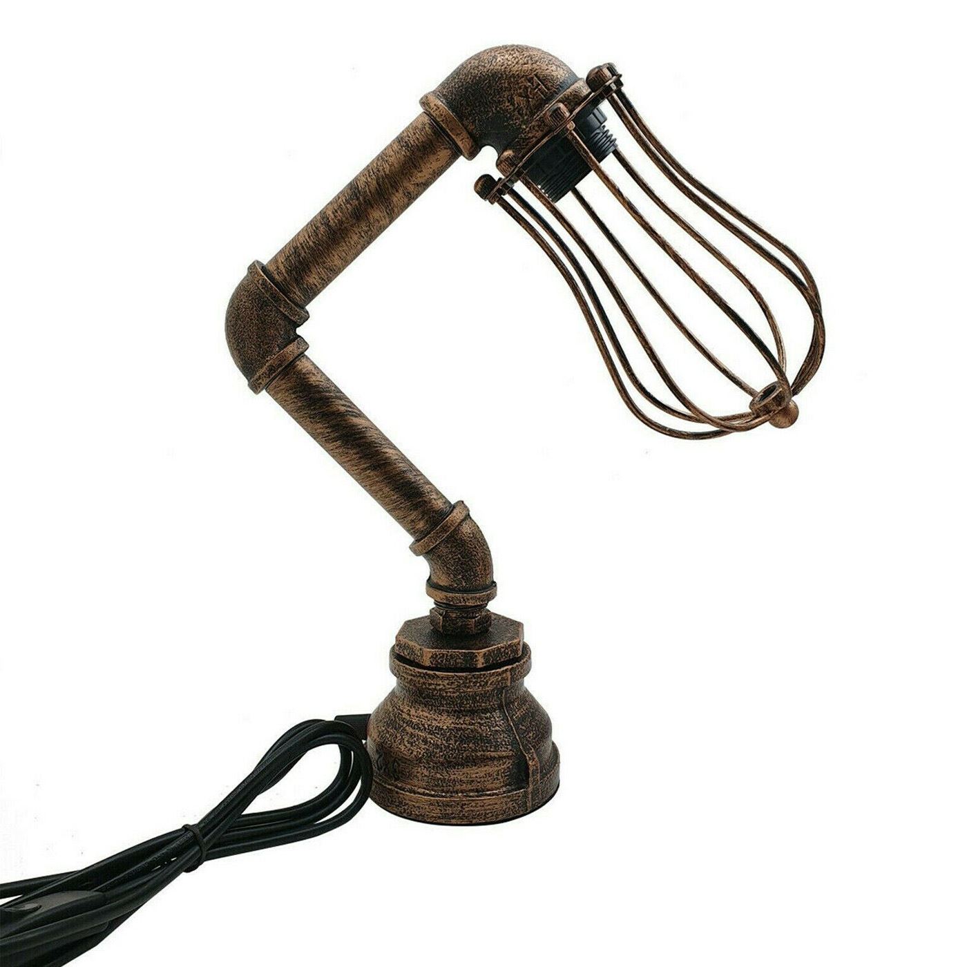 Retro Metal Water-Pipe Plug-In Table Lamp