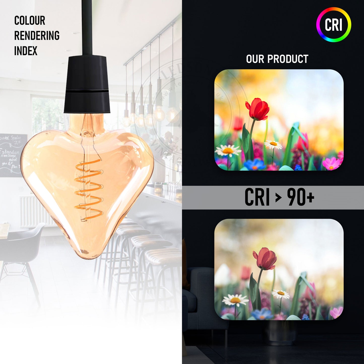 Heart 4W LED Light Bulb E26 Warm White Dimmable Vintage LED Filament Bulb