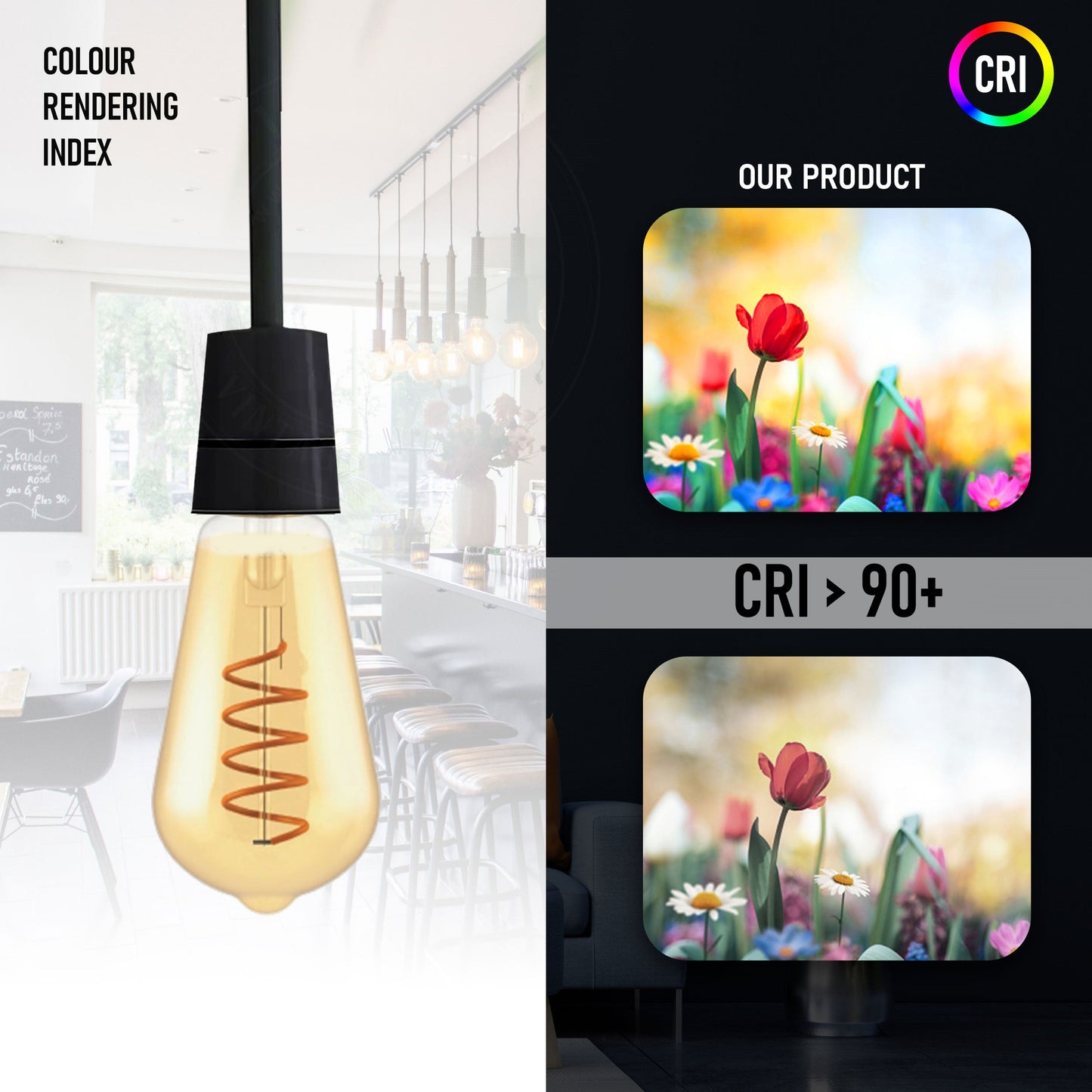 ST64 4W LED Light Bulb Warm White Vintage Edison Filament Bulbs Dimmable