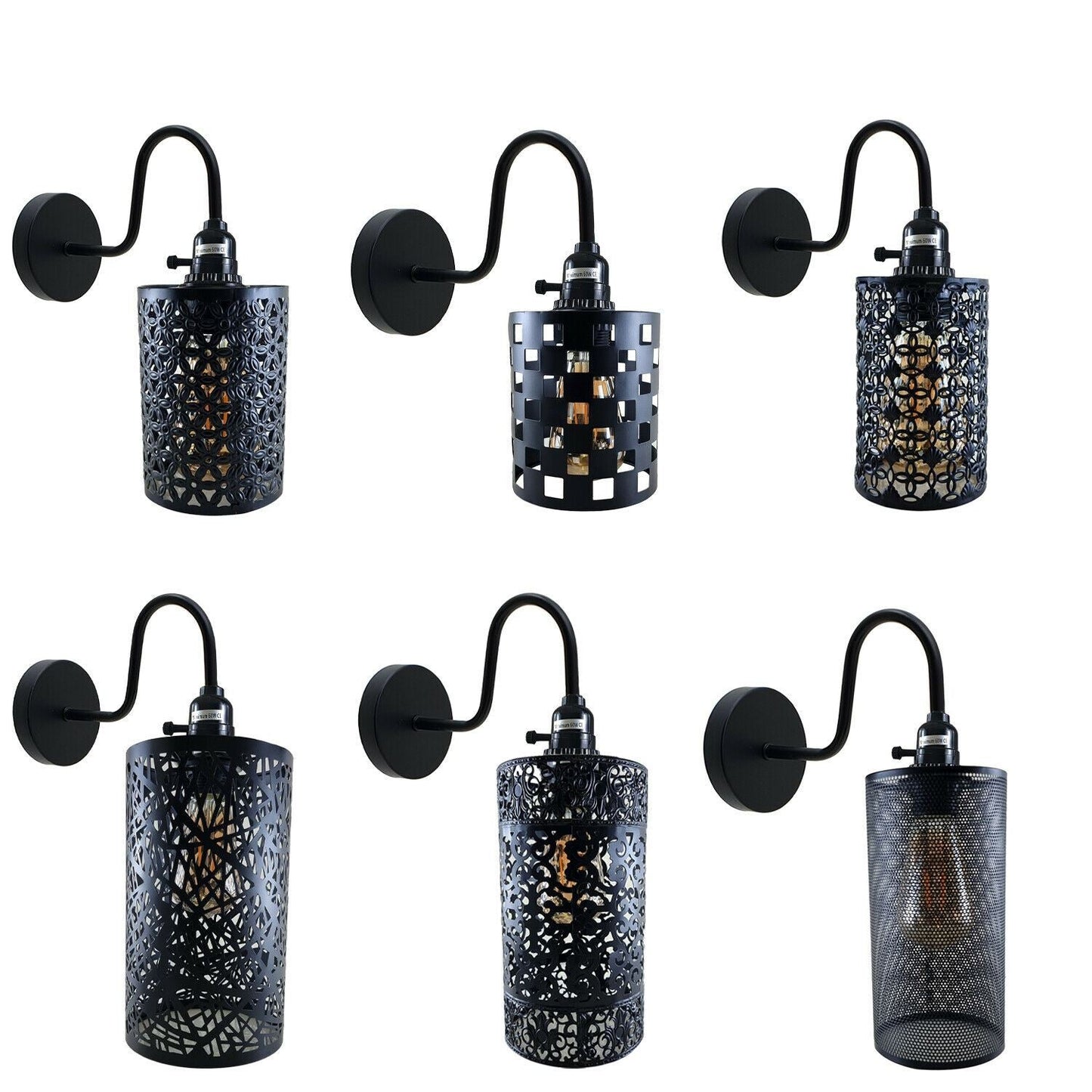 Vintage Industrial Metal Shade Black Wall Lights