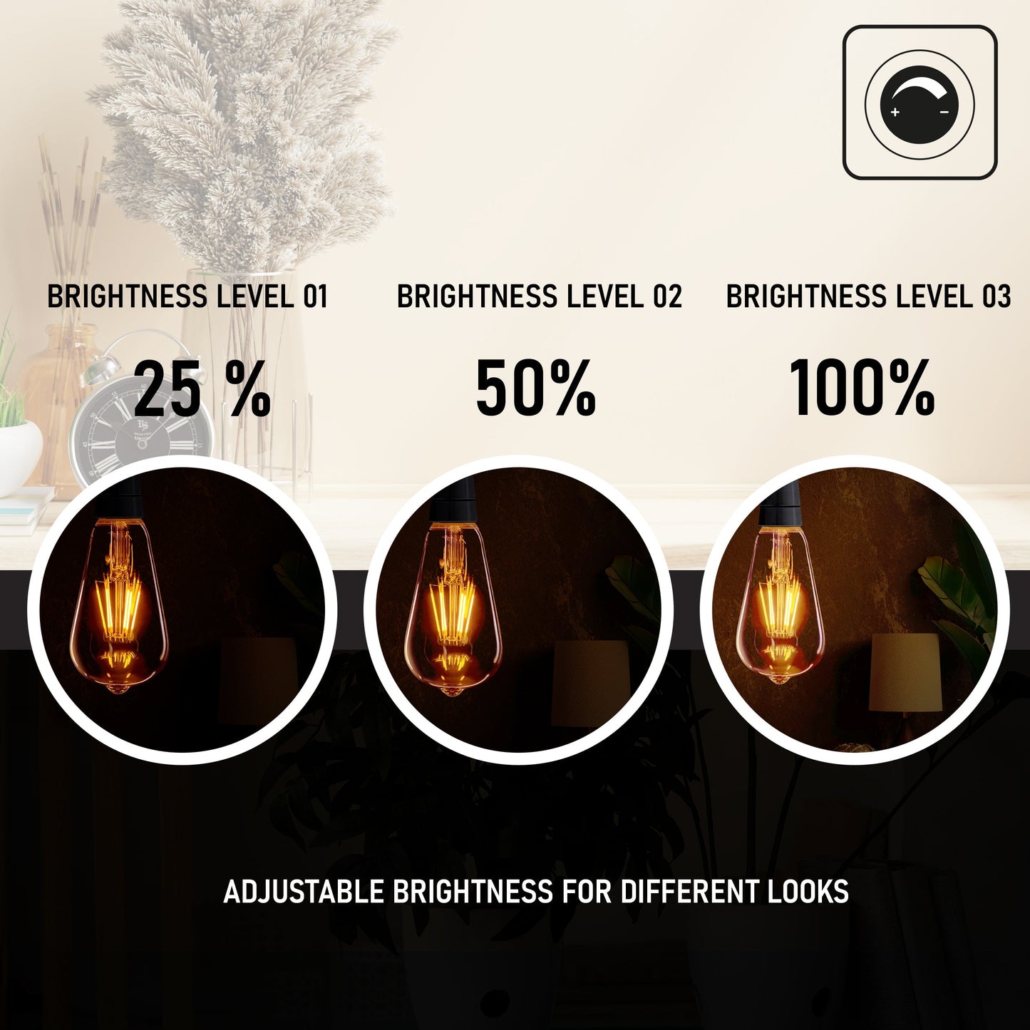 ST64 E26 8W Vintage LED Retro Light Bulb 5 Pack