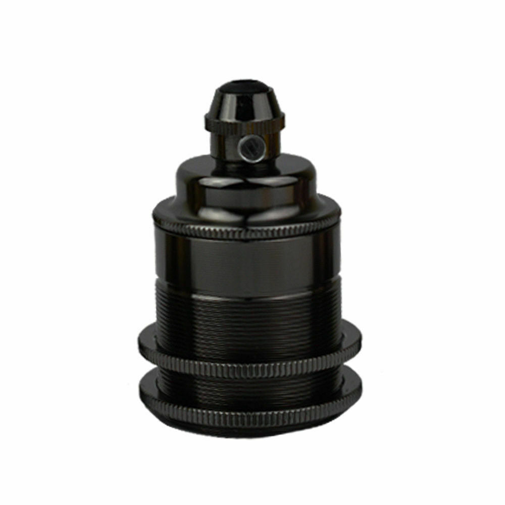 Threaded Holder Bright Black E26 Base Screw Thread Bulb Socket Lamp Holder 1228