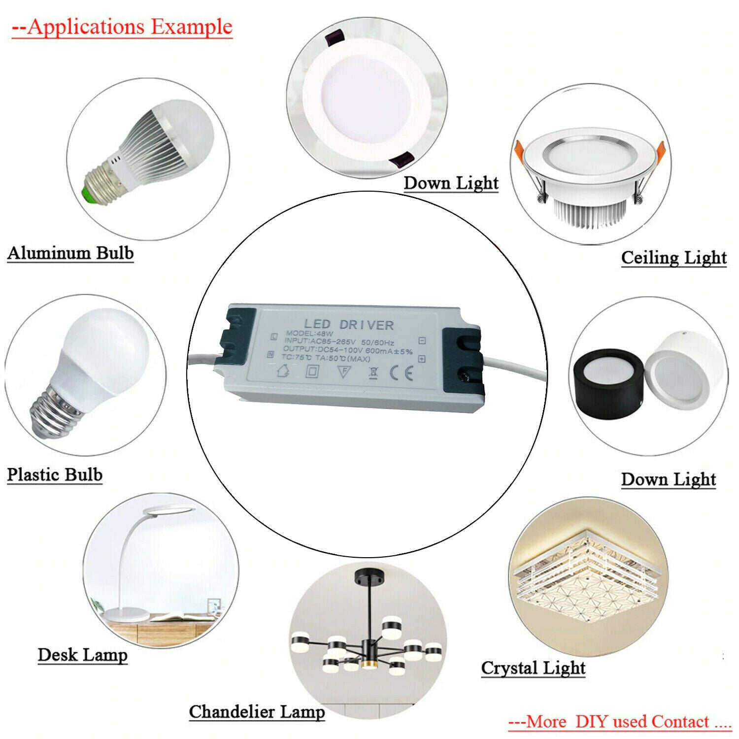Constant Current 600mA High Power DC Connector Power Supply LED Ceiling light