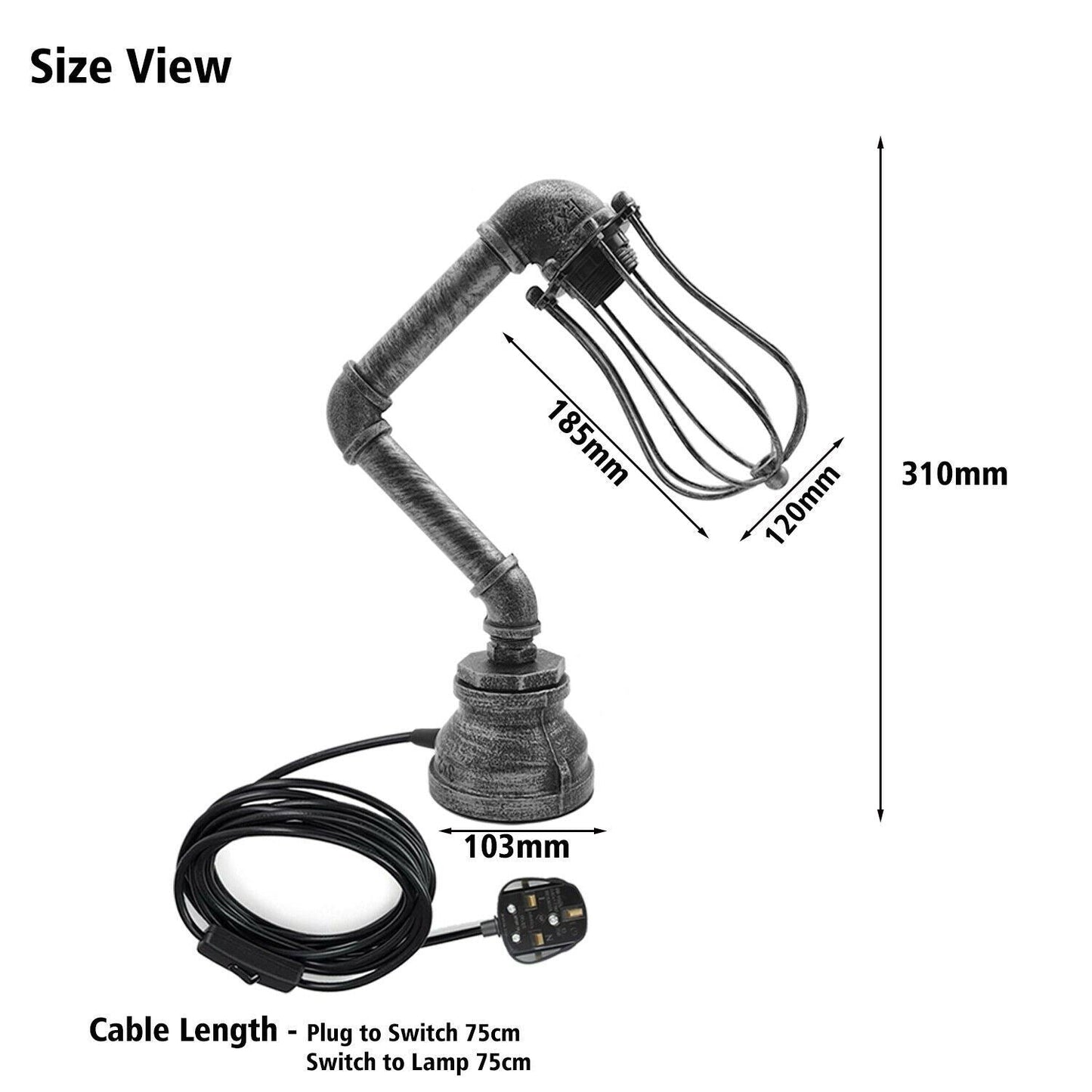 Retro Metal Water-Pipe Plug-In Table Lamp