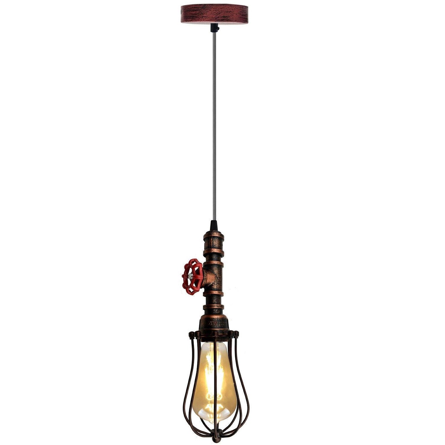 Rustic Red Balloon Cage Water Pipe Light.JPG