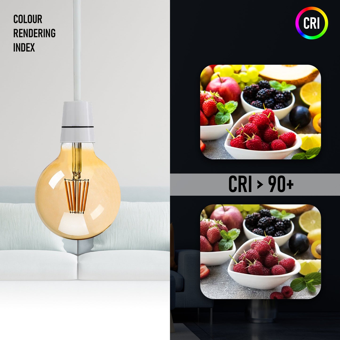 G125 E26 8W Globe Vintage LED Retro Light Bulb 3 Pack