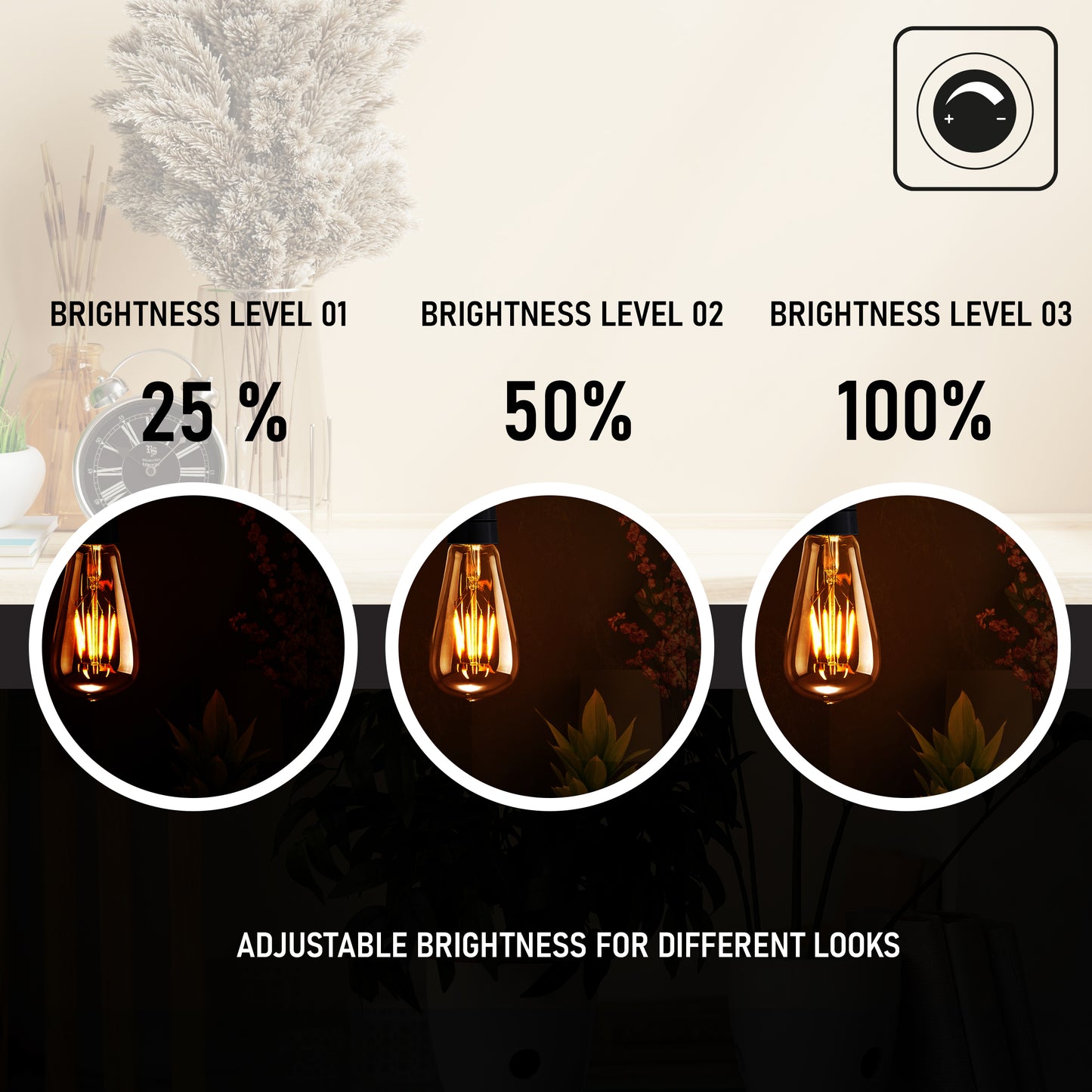 ST64 E26 LED Edison Light Bulb  4W Warm White Vintage Bulbs Dimmable