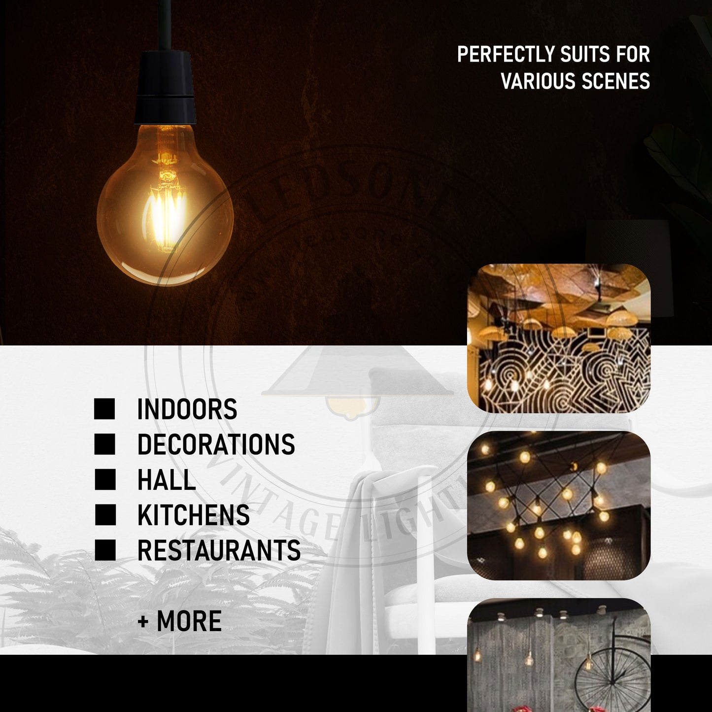 G95 4W LED Edison Bulb E26 Dimmable LED Filament Vintage Light Bulb