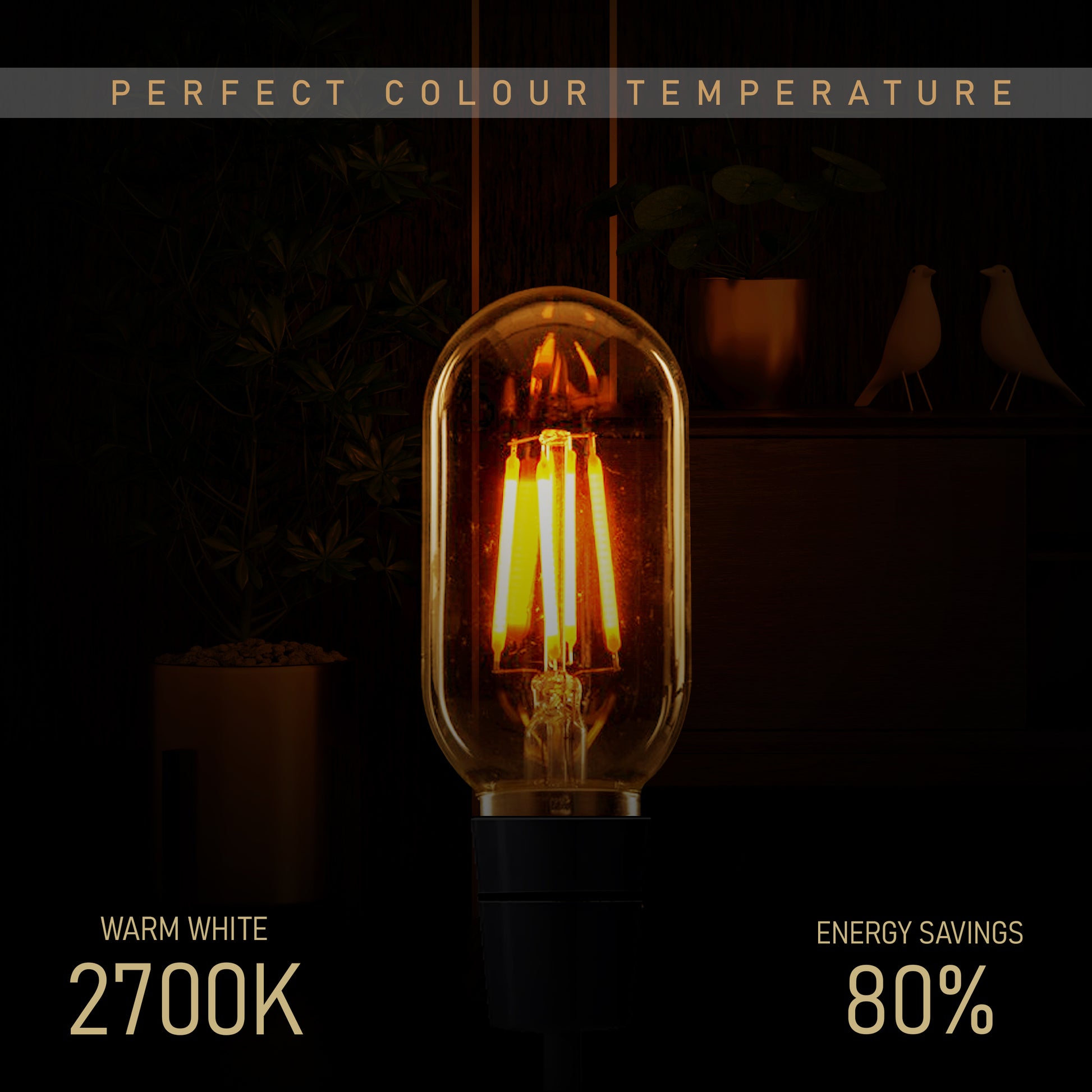 T45 4W LED Edison Bulb Warm White Dimmable E26 Vintage LED Filament Light Bulb