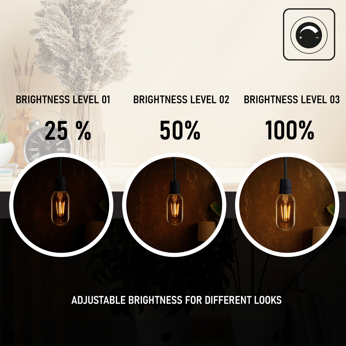 T45 4W LED Edison Bulb Warm White Dimmable E26 Vintage LED Filament Light Bulb