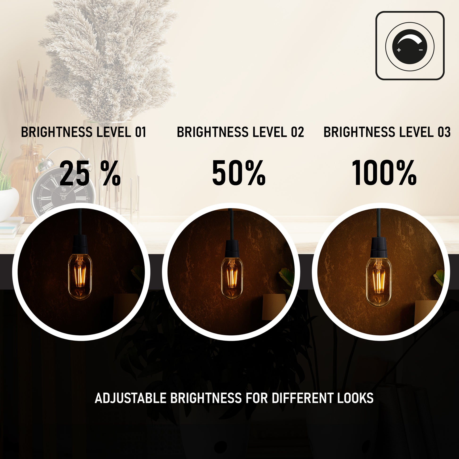 T45 4W LED Edison Bulb Warm White Dimmable E26 Vintage LED Filament Light Bulb