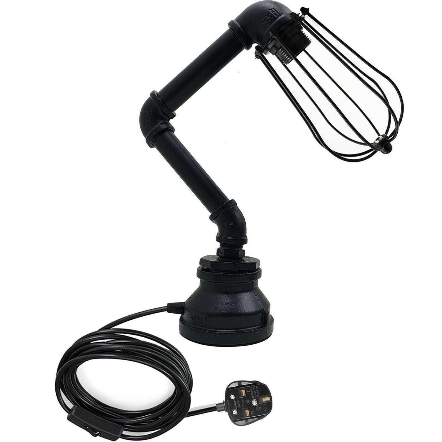 Retro Metal Water-Pipe Plug-In Table Lamp