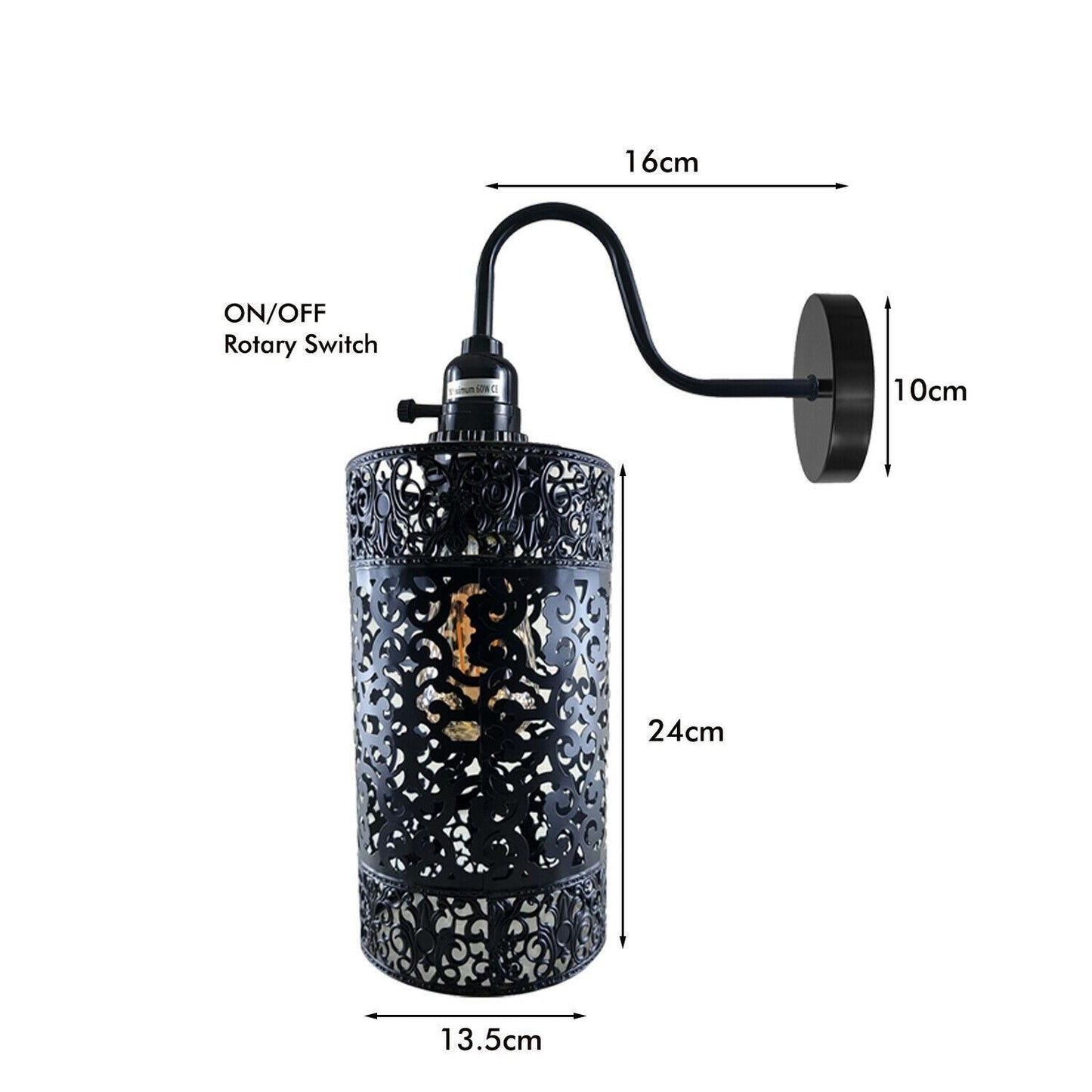 Vintage Industrial Metal Shade Black Wall Lights