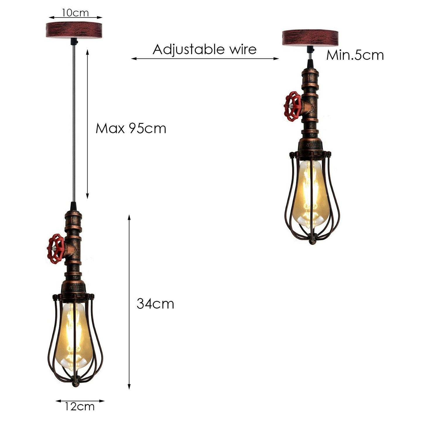 Rustic Red Balloon Cage Water Pipe Light.JPG