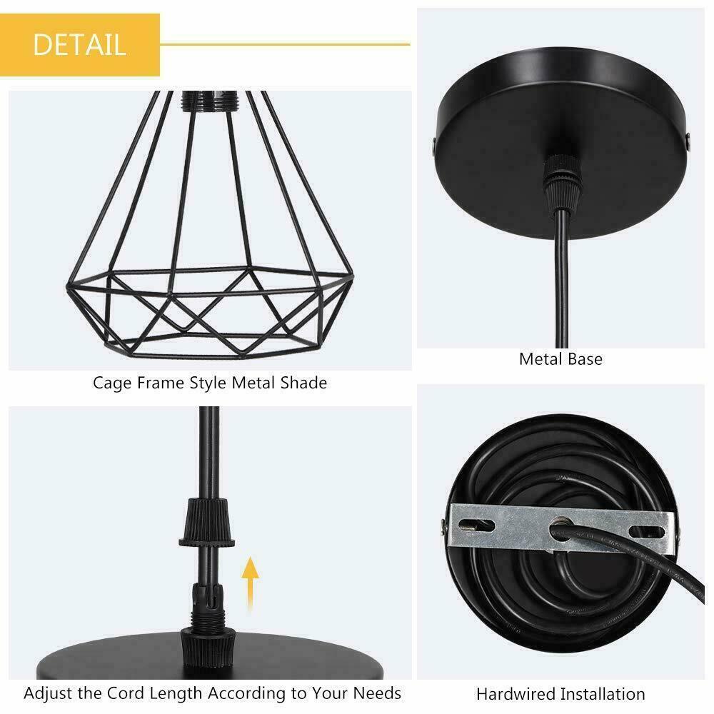 Vintage Geometric Pendant Light Cage Farmhouse Light Fixture