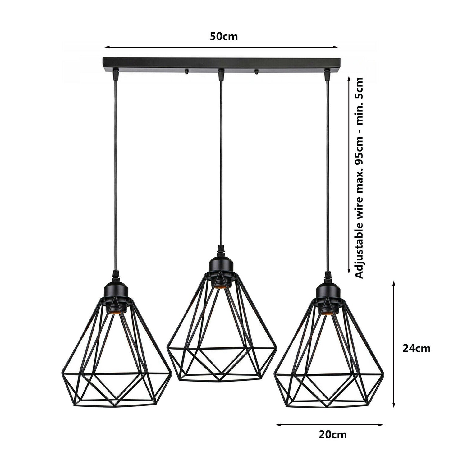 Vintage Geometric Pendant Light Cage Farmhouse Light Fixture