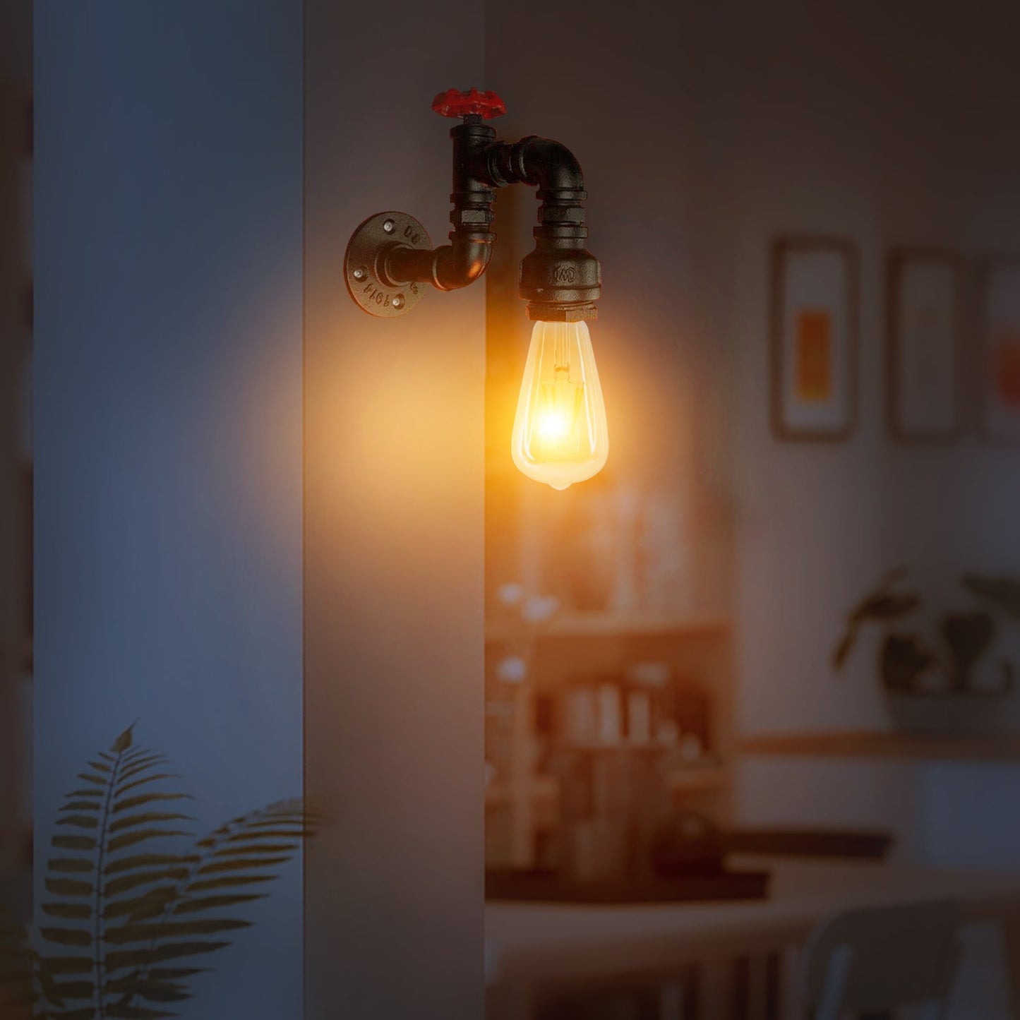 Modern Water-Pipe Wall Sconce Lamp in Black