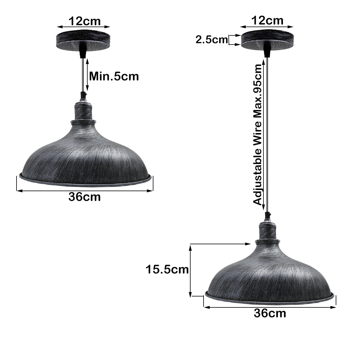 Vintage Barn Brushed Silver Hanging Pendant Light