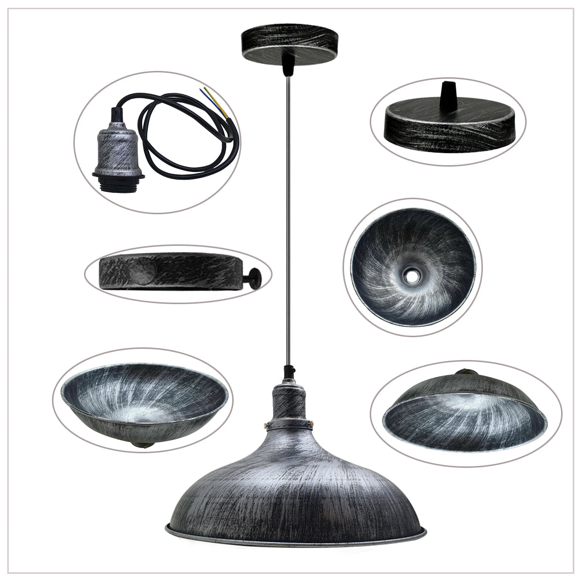 Vintage Barn Brushed Silver Hanging Pendant Light