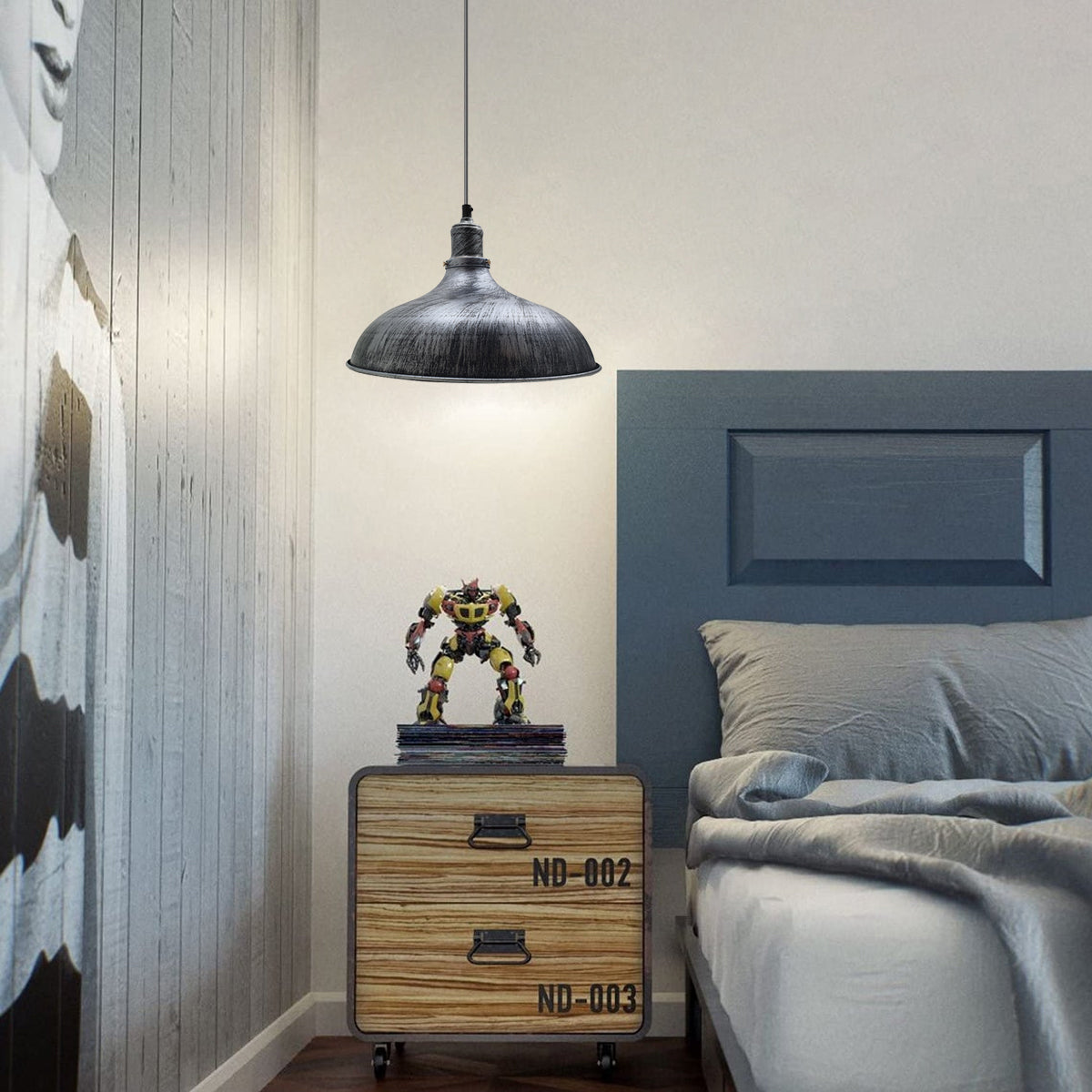 Vintage Barn Brushed Silver Hanging Pendant Light