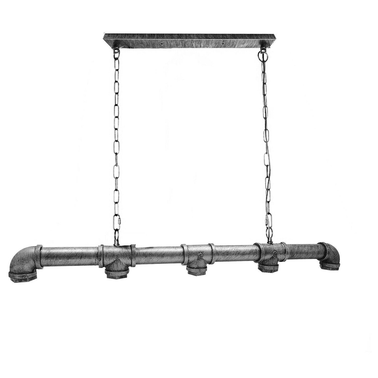 Brushed Silver 5 light chandelier Pipe lighting .JPG