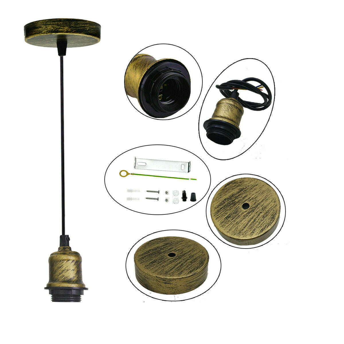 Vintage hanging Pendant light with Socket Lamp Holder