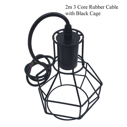 Modern Metal Black Geometric Cage Pendant Light