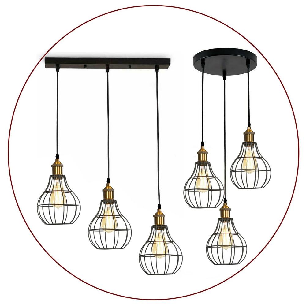 Vintage Industrial Wire Cage Style Retro Ceiling Pendant Light 3 Head Ceiling Lamp~1451