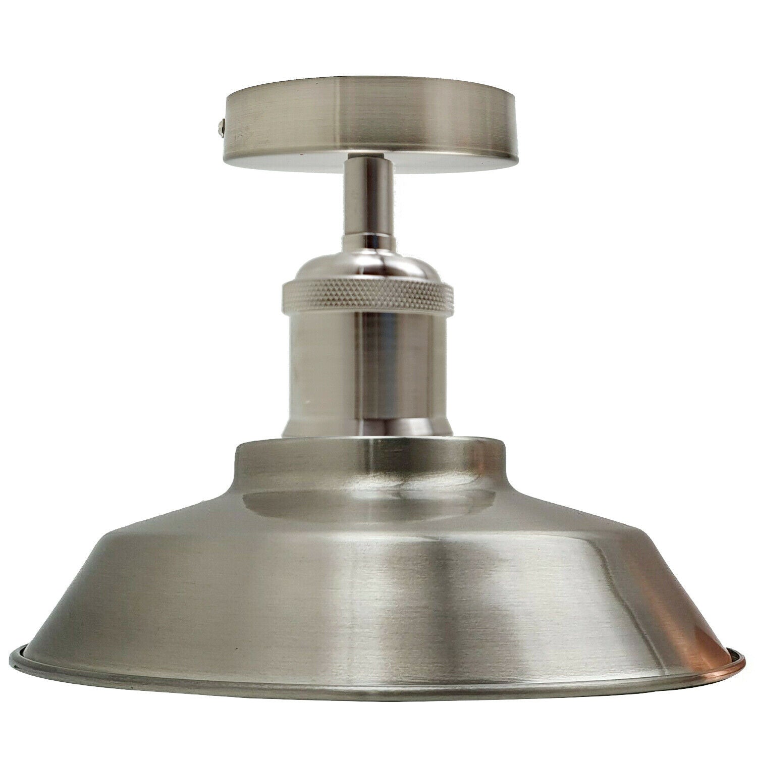 Retro Metal Flush Mount Lamps in Satin Nickel