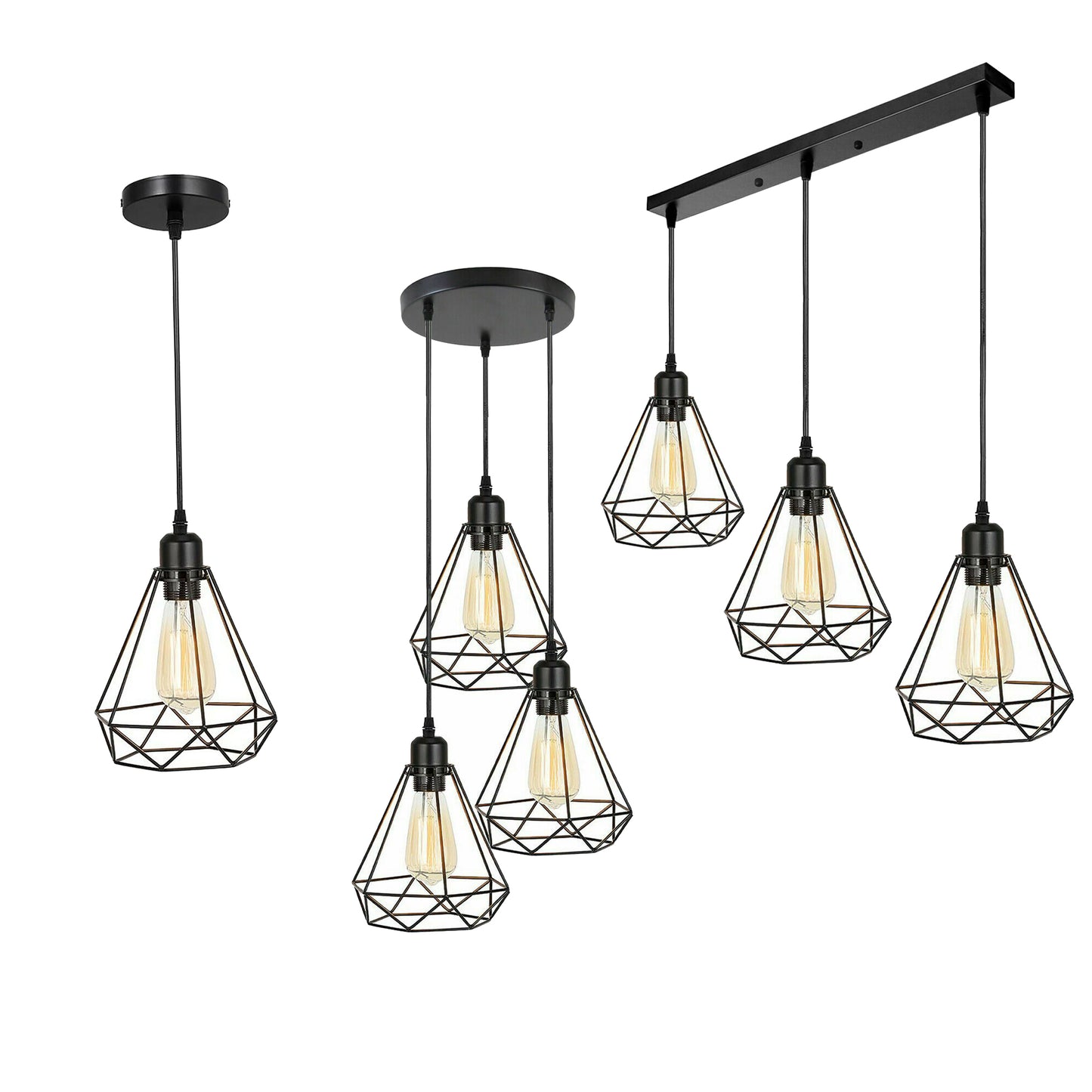 Vintage Geometric Pendant Light Cage Farmhouse Light Fixture