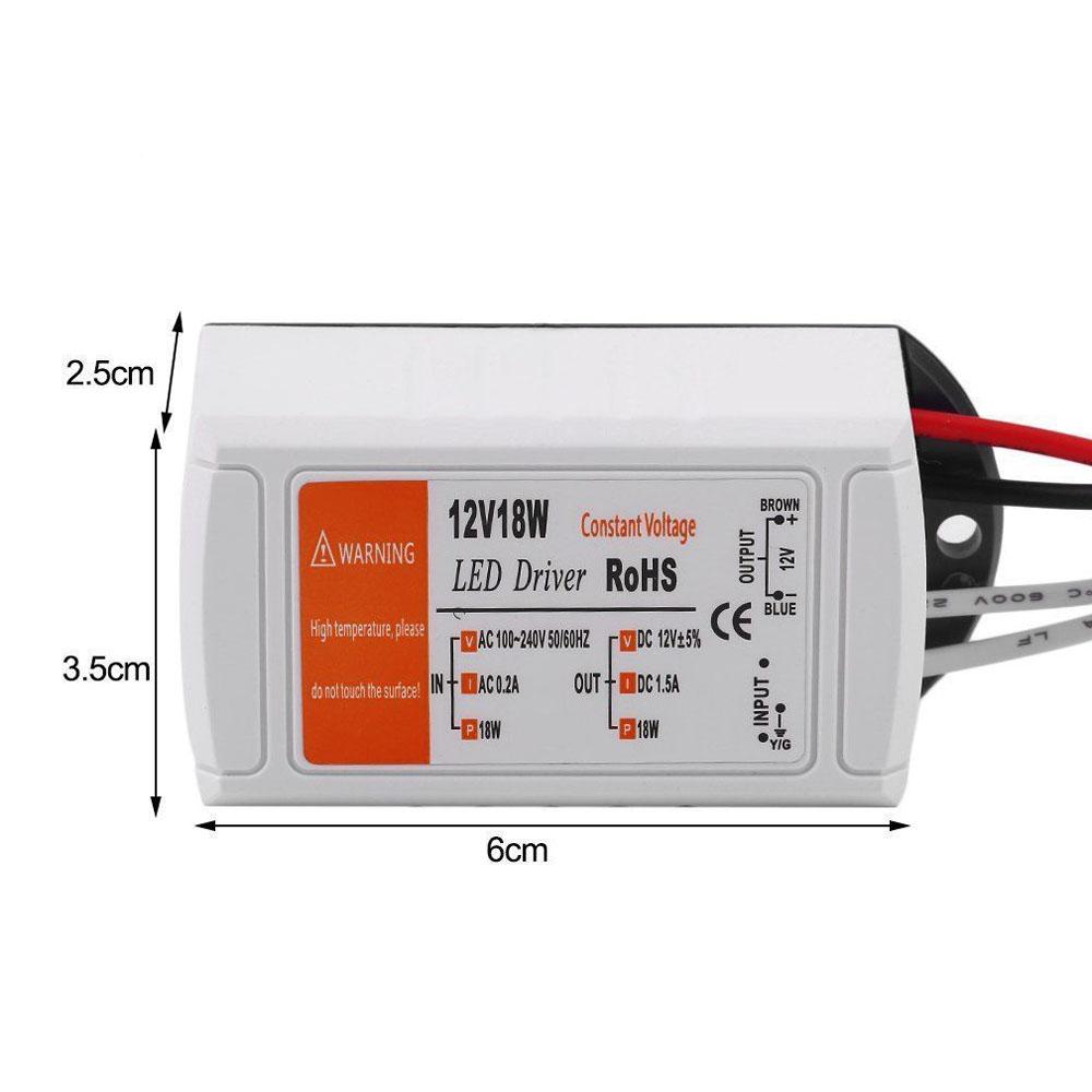 DC 12V 1.5A 18W Constant Voltage LED Driver Power Supply AC 90-240V Lighting Transformer