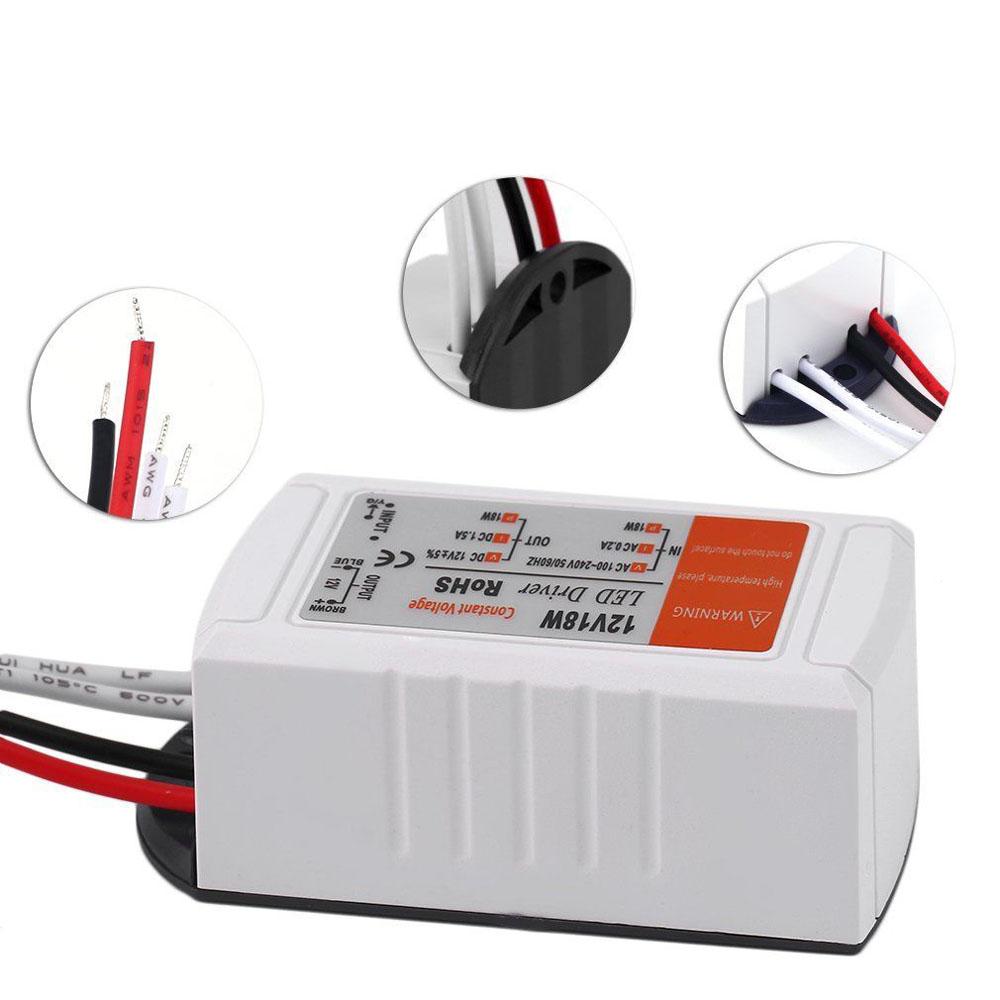 DC 12V 1.5A 18W Constant Voltage LED Driver Power Supply AC 90-240V Lighting Transformer