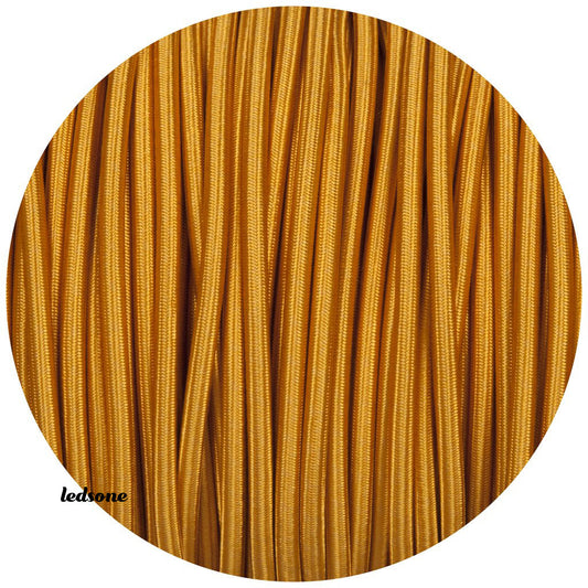 Vintage 2-core round Gold Braided Electric Cable.