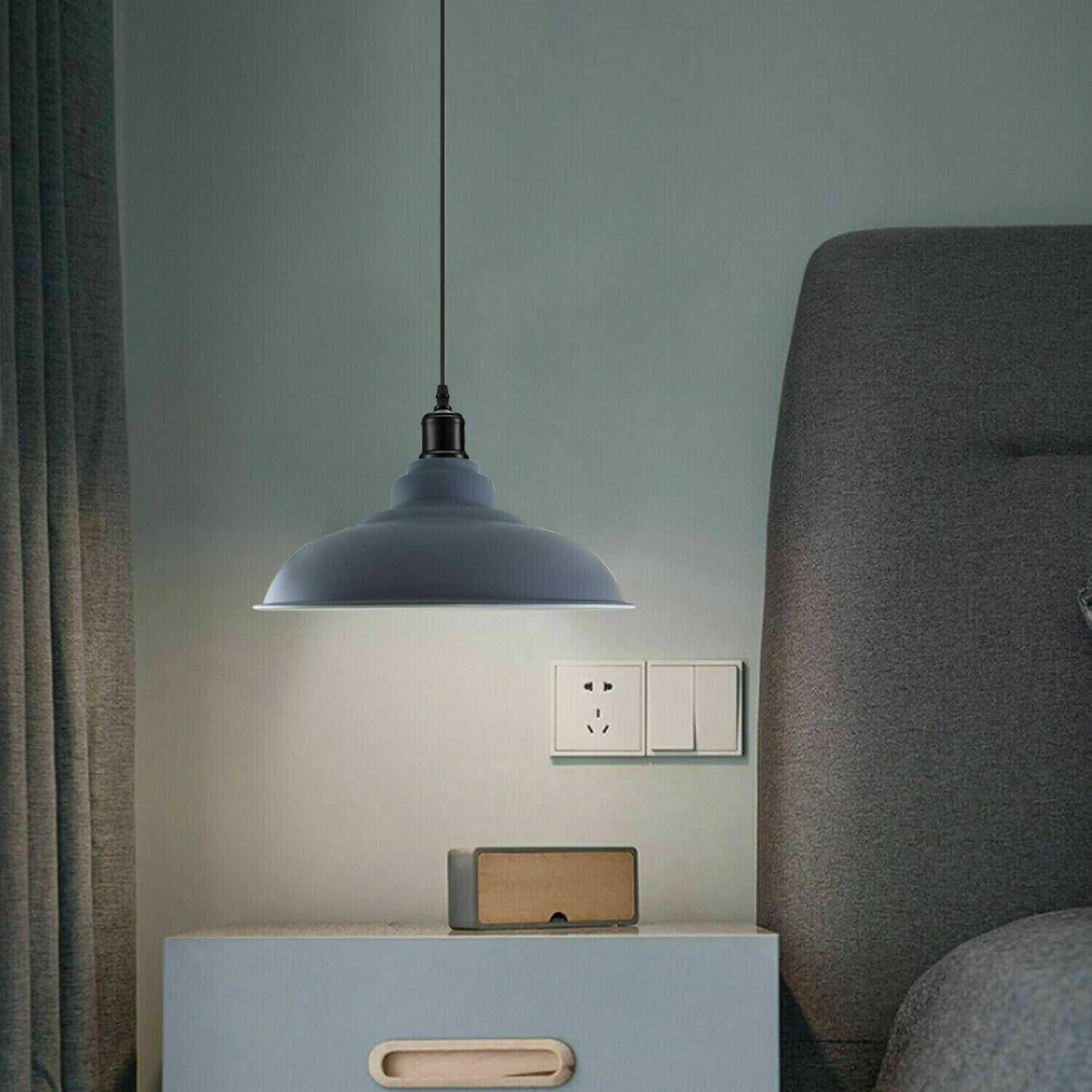 Grey Curvy Pendant Light for bed room.JPG