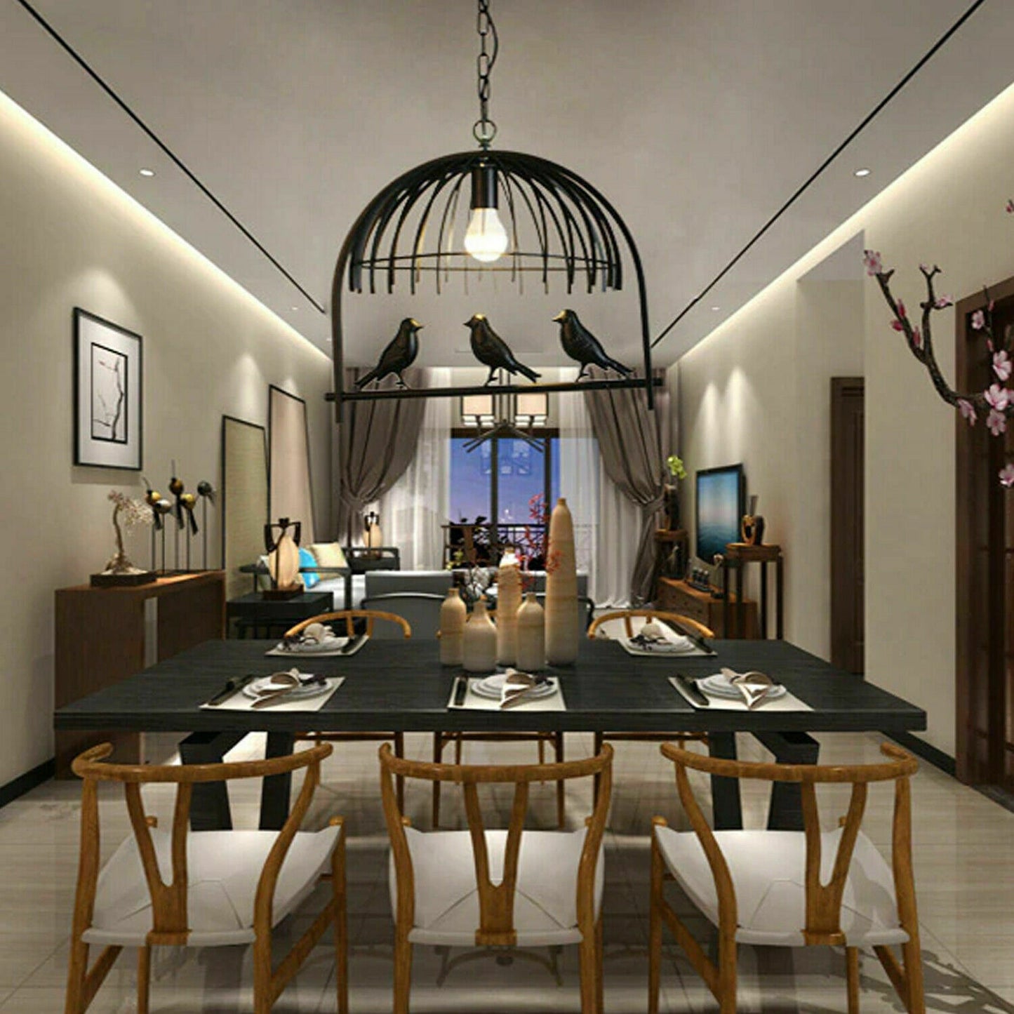 Vintage Bird Cage Chandelier Pendant Light