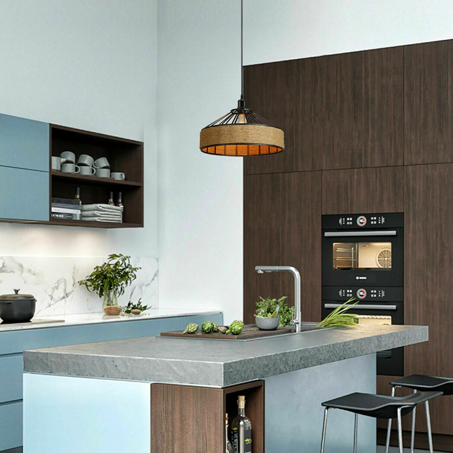 Modern Metal Hanging Pendant Light in Black
