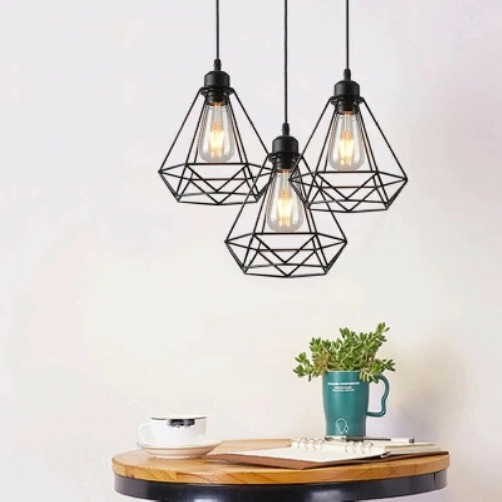 Vintage Geometric Pendant Light Cage Farmhouse Light Fixture